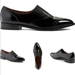 Aquatalia Gayle Black Glossy Slip On Dress Shoes